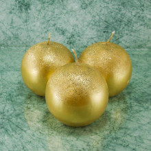 Golyógyertya * briliáns - arany 8 cm