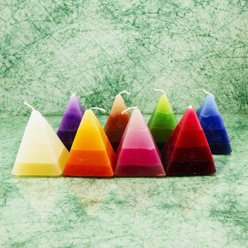 Piramis rusztikus gyertya * 4 rétegű - rózsaszín 7 cm
