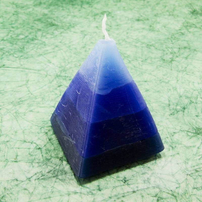 Piramis rusztikus gyertya * 4 rétegű - kék 7 cm