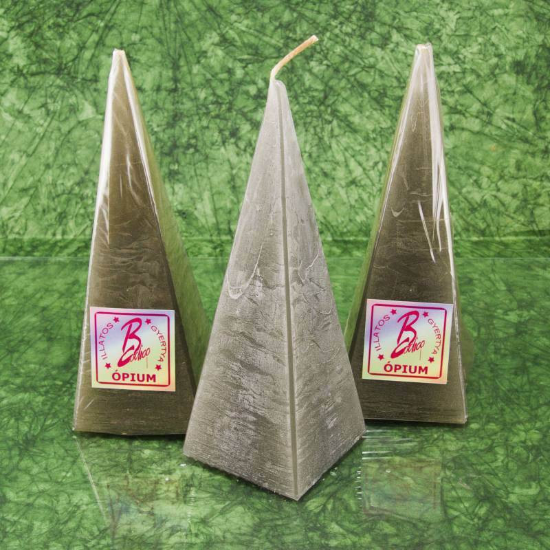 Ópium illatú gyertya * piramis - rusztikus 15 cm