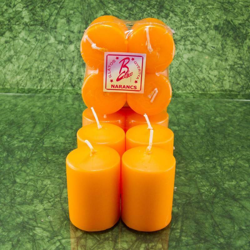 Narancs illatú adventi gyertya * henger - 4 db-os 6 cm
