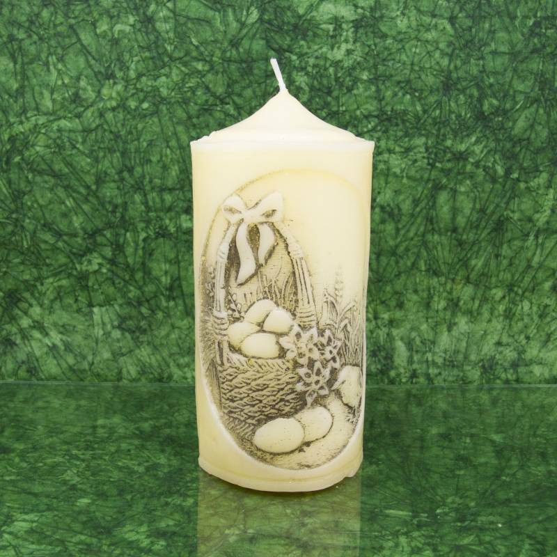 Húsvéti dekorgyertya * dombornyomott - elefántcsontszín 17 cm