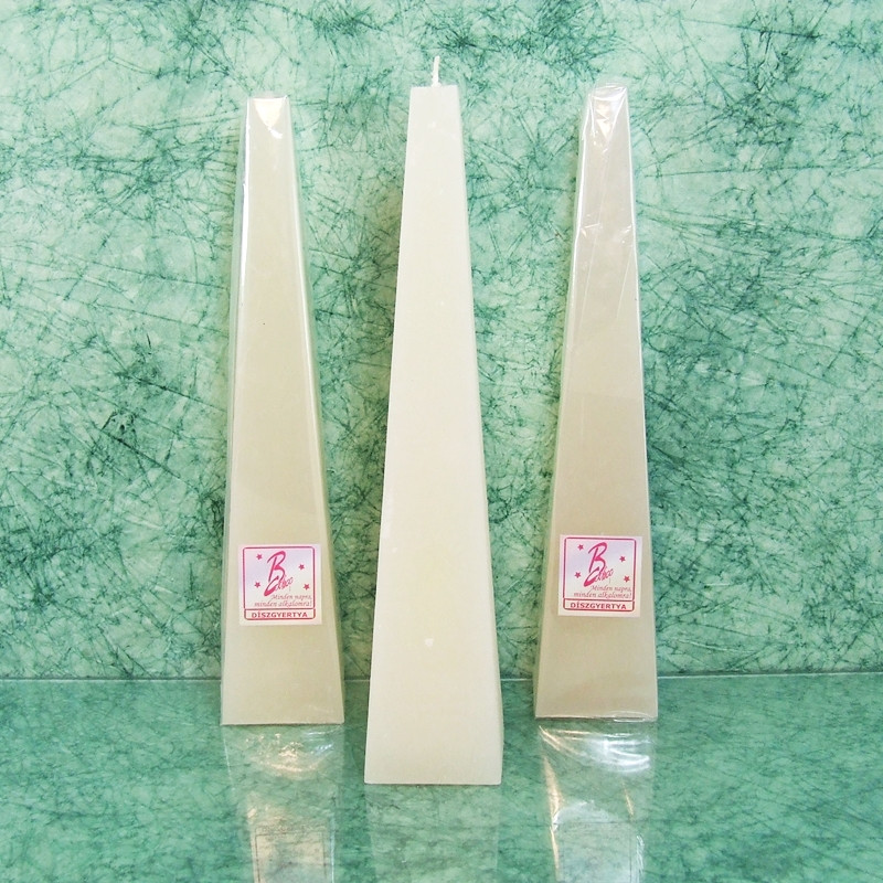 Piramis rusztikus gyertya * krémszínű, bézs * 25 cm