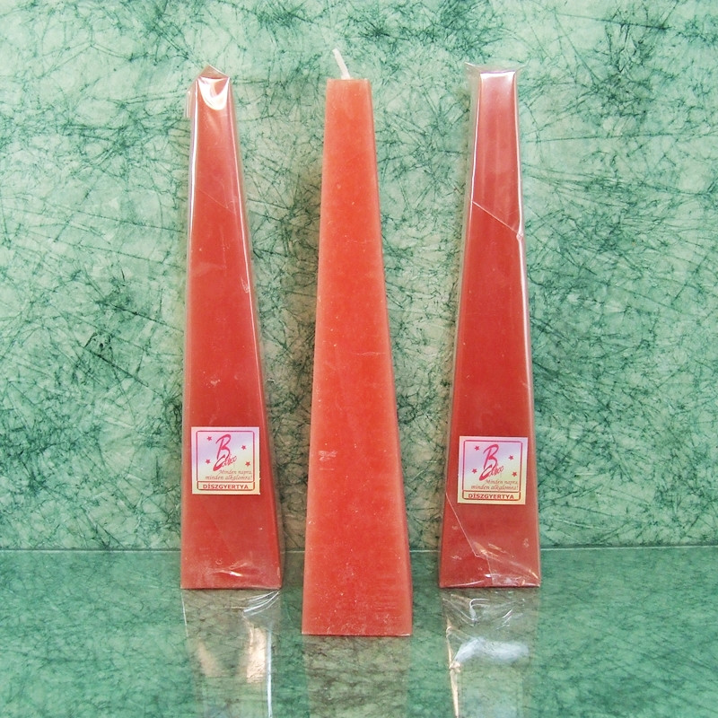 Piramis rusztikus gyertya * rózsaszín, korall * 25 cm