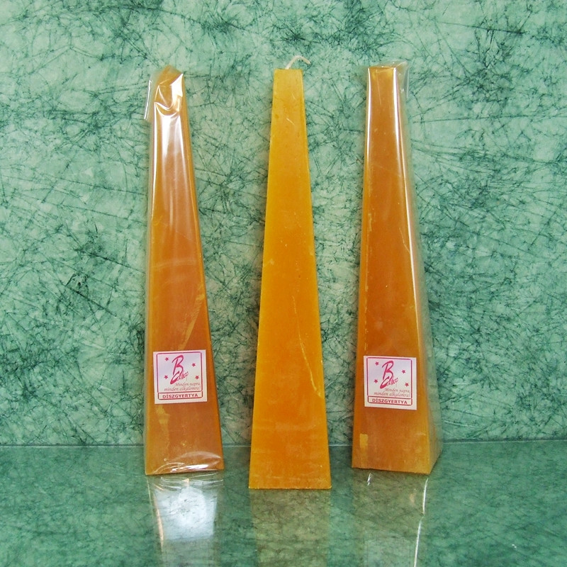 Piramis rusztikus gyertya * sárga, napsárga * 25 cm