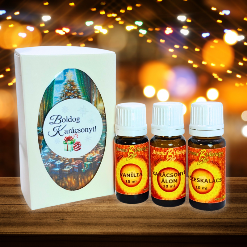 "Boldog Karácsonyt" aromaterápiás illóolaj szett 3 x 10 ml