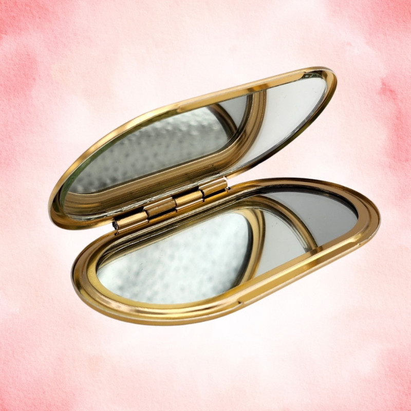 Arany ovális kozmetikai tükör + arany 6 ml utántölthető parfümszóró szettben