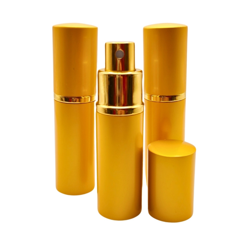 Arany kozmetikai tükör + METAL GOLD, arany színű 10 ml-es utántölthető parfümszóró szettben
