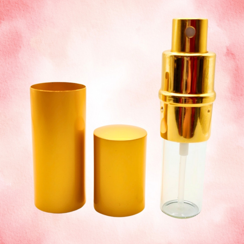Arany kozmetikai tükör + METAL GOLD, arany színű 10 ml-es utántölthető parfümszóró szettben