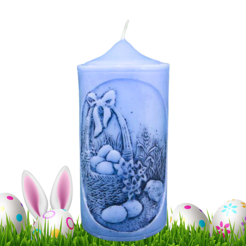 Húsvéti dekorgyertya * dombornyomott - világoskék 17 cm
