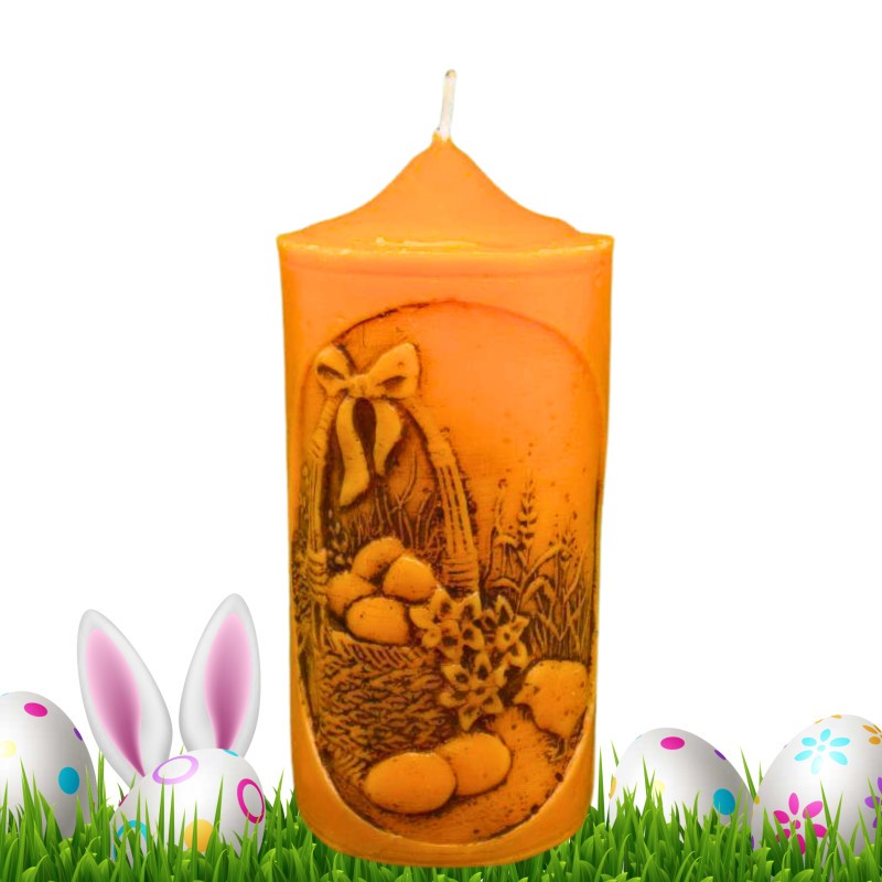 Húsvéti dekorgyertya * dombornyomott - narancssárga 17 cm