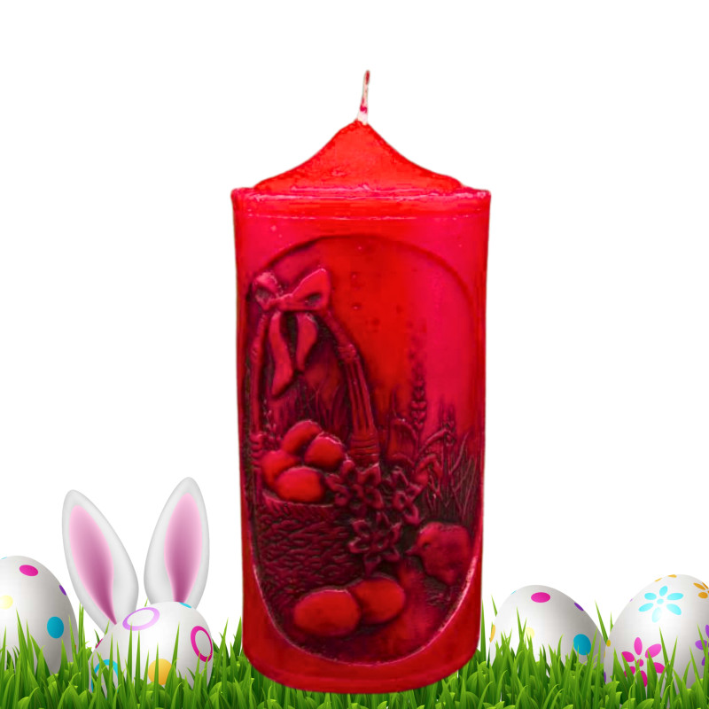 Húsvéti dekorgyertya * dombornyomott - piros 17 cm