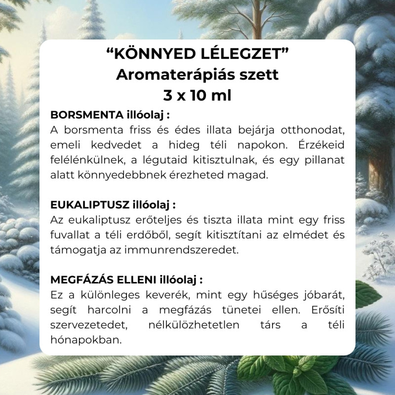 "Könnyed lélegzet" aromaterápiás illóolaj szett 3 x 10 ml