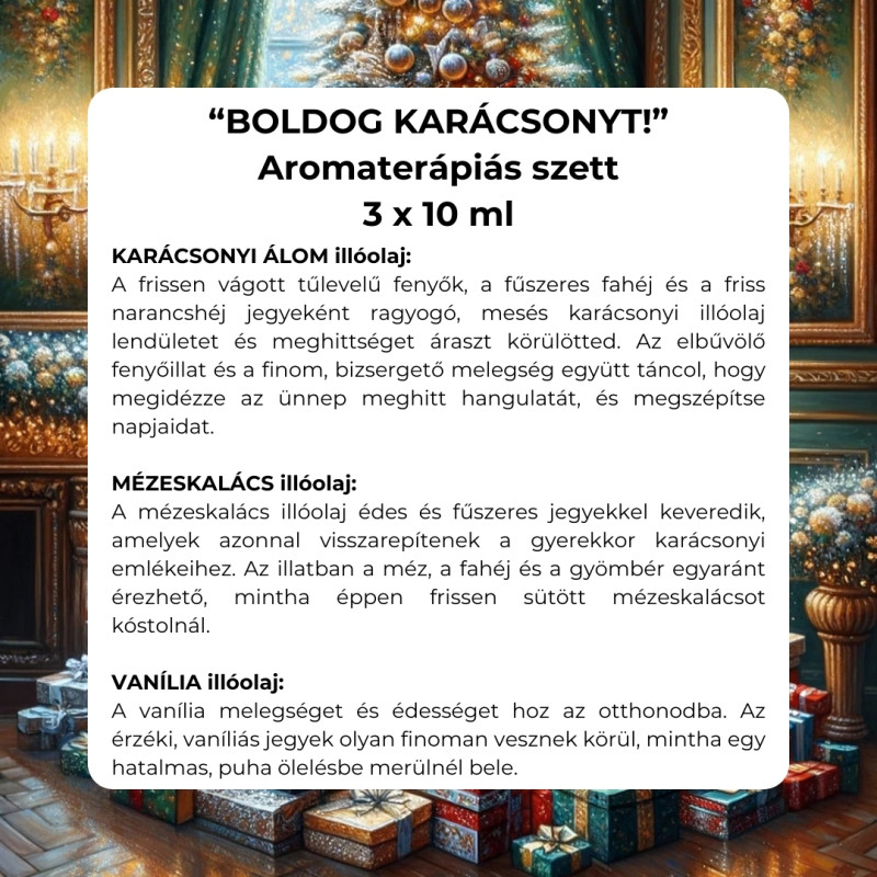 "Boldog Karácsonyt" aromaterápiás illóolaj szett 3 x 10 ml