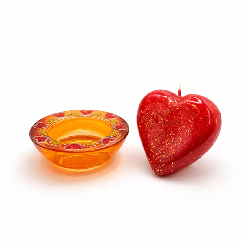 ”HARMÓNIA” gyertya- és mécsestartó + nagy szívgyertya