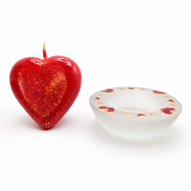 ”HARMÓNIA” gyertya- és mécsestartó + nagy szívgyertya