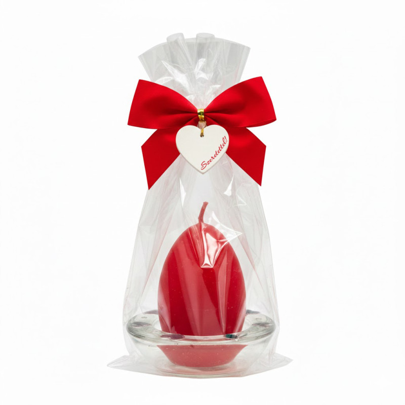 ”HARMÓNIA” kézzel festett üveg gyertya- és mécsestartó + húsvéti tojás gyertya, díszcsomagolásban