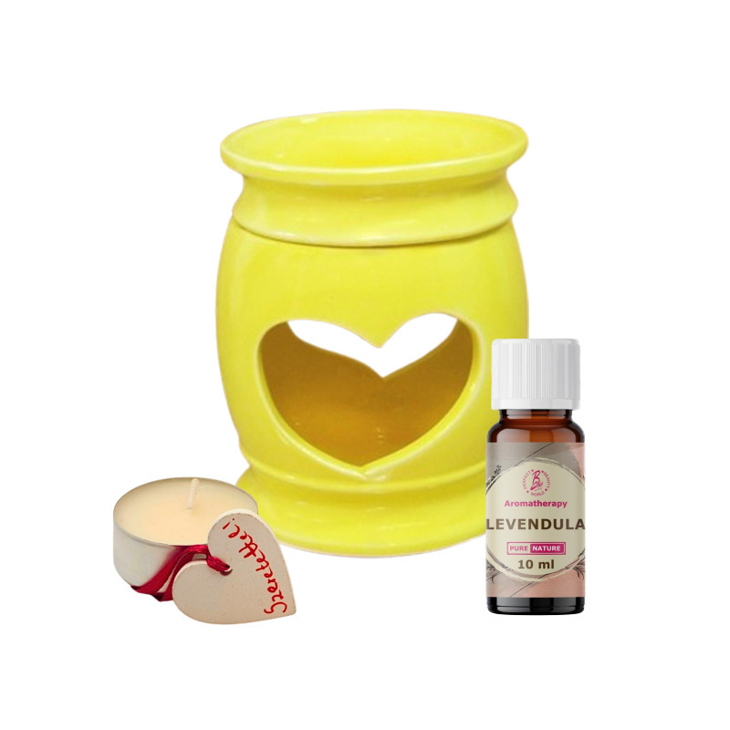 ”SZÍV4U” aromalámpa + 1db 10 ml illóolaj + mécses, ajándékcsomag, díszcsomagolásban