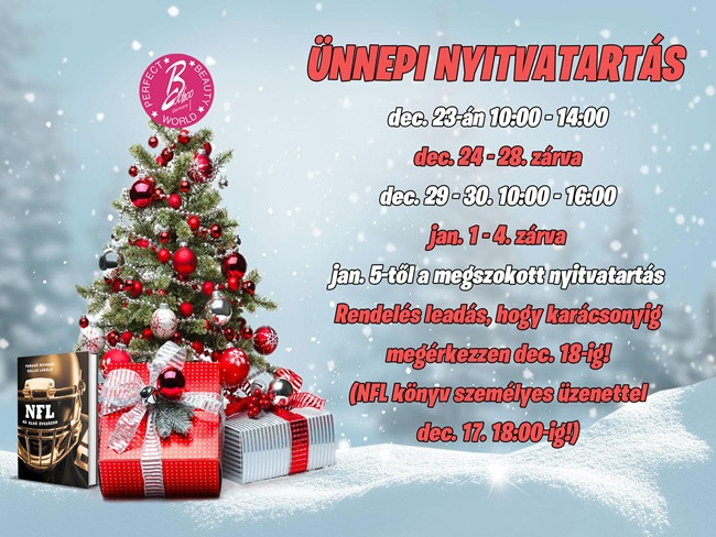 2025.12.12. Ünnepi nyitvatartás és csomagküldéssel kapcsolatos információk