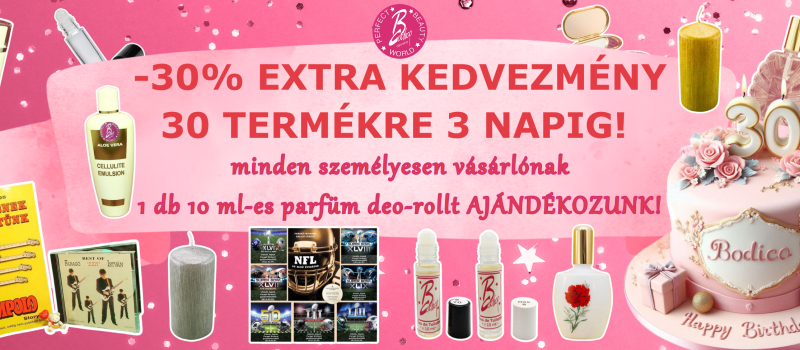 -30% EXTRA KEDVEZMÉNY 30 TERMÉKRE 