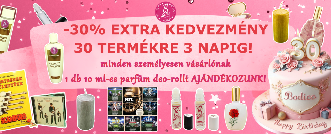 -30% EXTRA KEDVEZMÉNY 30 TERMÉKRE 